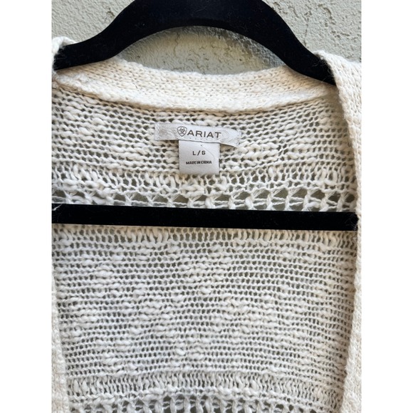 Kimono Cardigan Fringe Open Knit Bohemian Festival Beach Cover Up Neutral - Picture 6 of 7